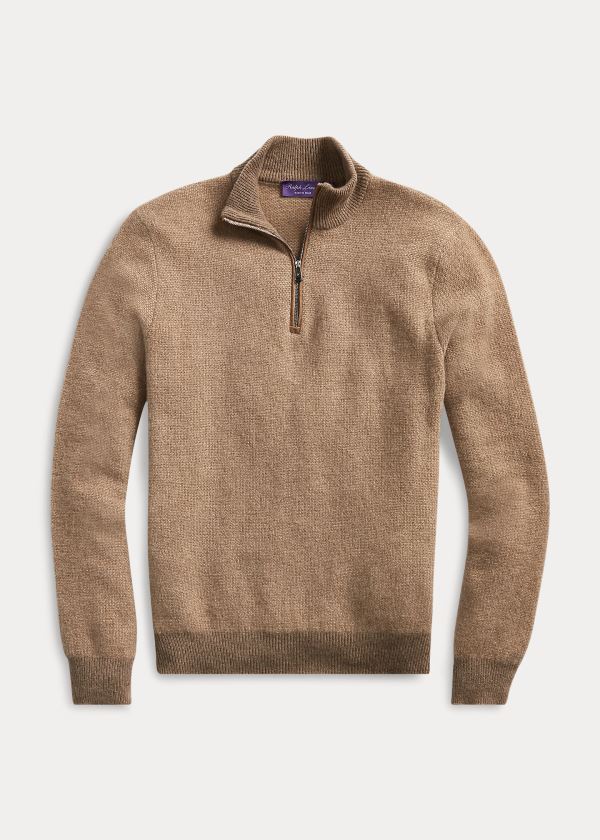 Sueter Ralph Lauren Hombre Marrom - Cashmere Quarter-Zip - NIYOQ3806